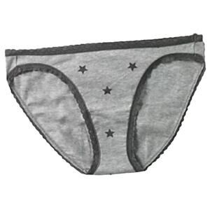 Jenni Intimates Grey Star Lace Trim Bikini Panty Cotton Underwear Plus Size XXXL